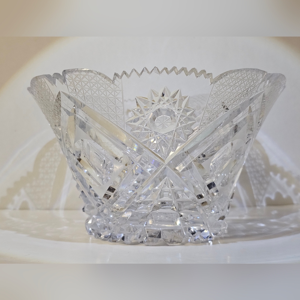 Early 1900s Fabulous American Brilliant ABP Heavy Intricate Cut Glass Bowl